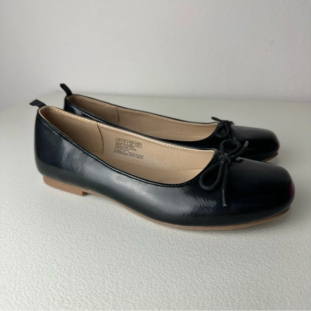 Gap Kids Girls True Black Neutral Dressy Casual Bow Tie Ballet Flats Size 4